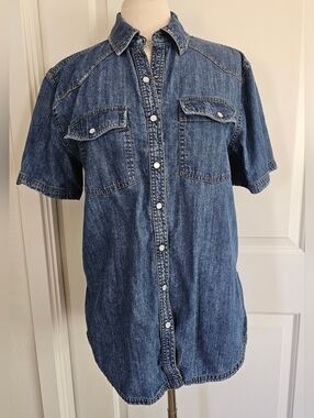 FREE PEOPLE We The Free S/S Western Denim Shirt Oversized XS